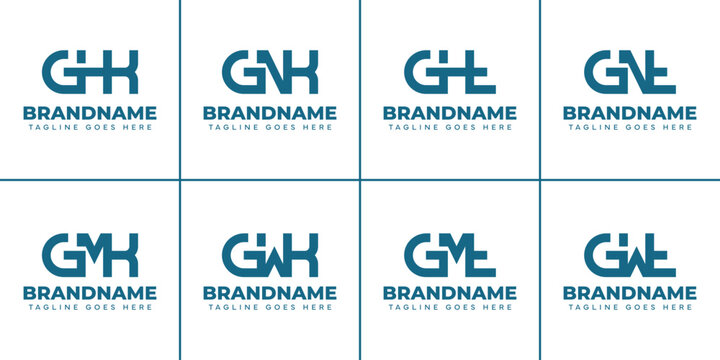 Letters GHK GNK GMK GWK GHT GNT GMT GWT Monogram Logo Set