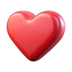 3d realistic red heart shape isolated on transparent background