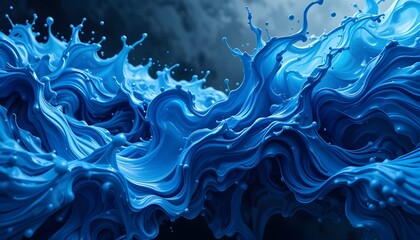 Spectacular Blue Liquid Ink Swirl with Realistic Texture – High-Quality 3D Digital Art Illustration