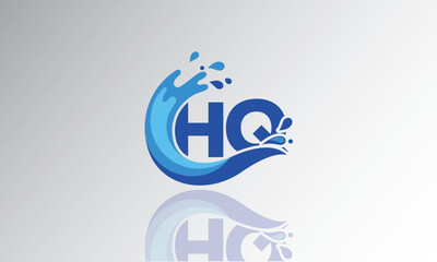 HQ Wave Monogram Logo – Creative Splash Letter mark with Water Flow & Motion Effect for Fresh, Dynamic Branding & Aqua-Themed Identity Design
