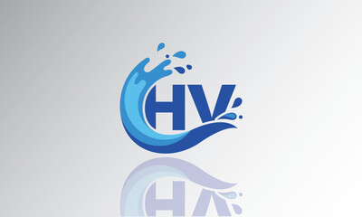 HV Wave Monogram Logo – Creative Splash Letter mark with Water Flow & Motion Effect for Fresh, Dynamic Branding & Aqua-Themed Identity Design
