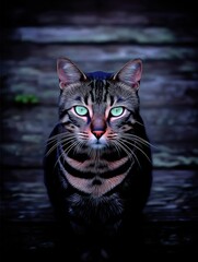 Feline portrait in dark moody style