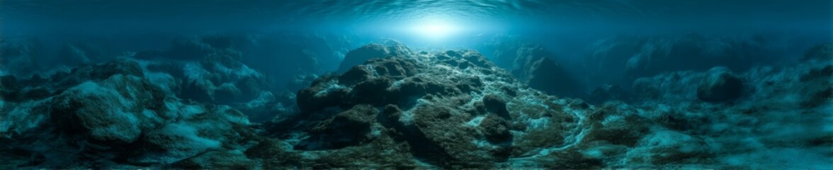 Fototapeta premium Underwater exploration 360 degree hdr hdri view of ocean floor
