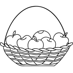 Fototapeta premium Basket filled with apples. Apples in woven basket, perfect for harvest or autumn theme. This illustration of apples in a basket is ideal for Apple Savior campaign, website banners,