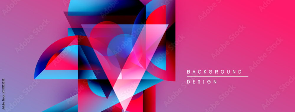 Aufkleber Abstract geometric composition. Vivid colors blend, creating dynamic visual experience. Modern design elements suggest innovation, energy.
