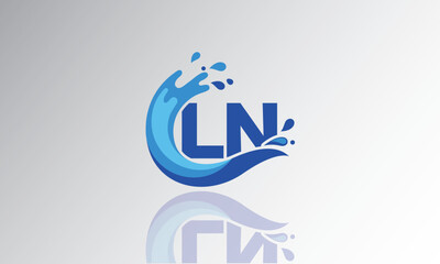 LN Wave Monogram Logo – Creative Splash Letter mark with Water Flow & Motion Effect for Fresh, Dynamic Branding & Aqua-Themed Identity Design
