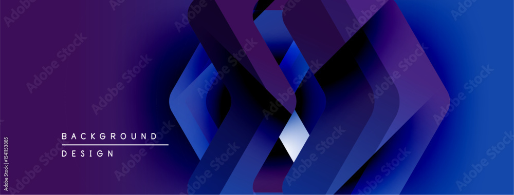 Aufkleber Abstract geometric layers create dynamic purple, blue gradient. Modern design elements suggest depth, movement, visual interest.