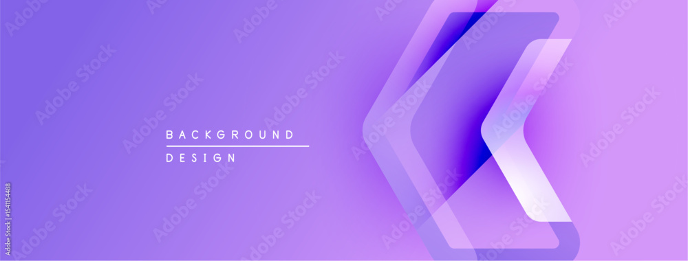 Poster Purple gradient background features layered geometric shapes. Minimalist design with text elements background design. Modern aesthetic, clean lines.