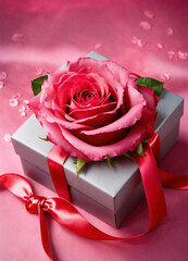 red rose and gift box