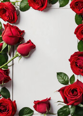 red roses on a white background
