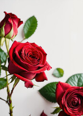 red roses on a white background