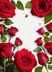 red roses on white background