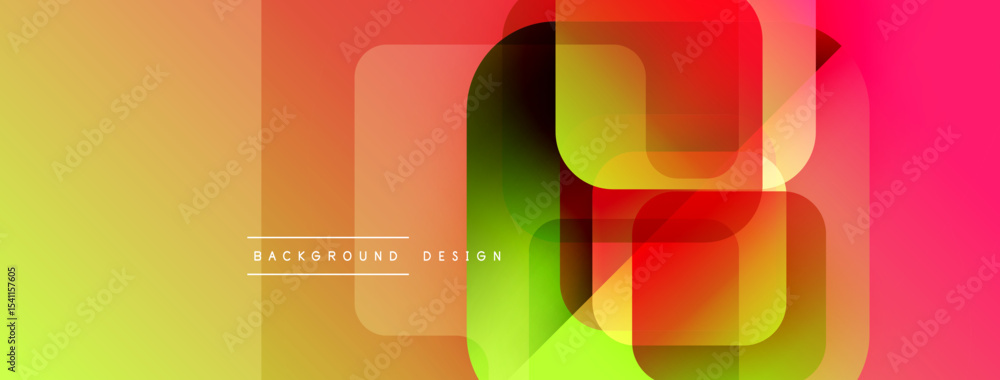 Aufkleber abstract geometric shapes overlap, creating vibrant gradient effect. yellow, orange, red hues domina