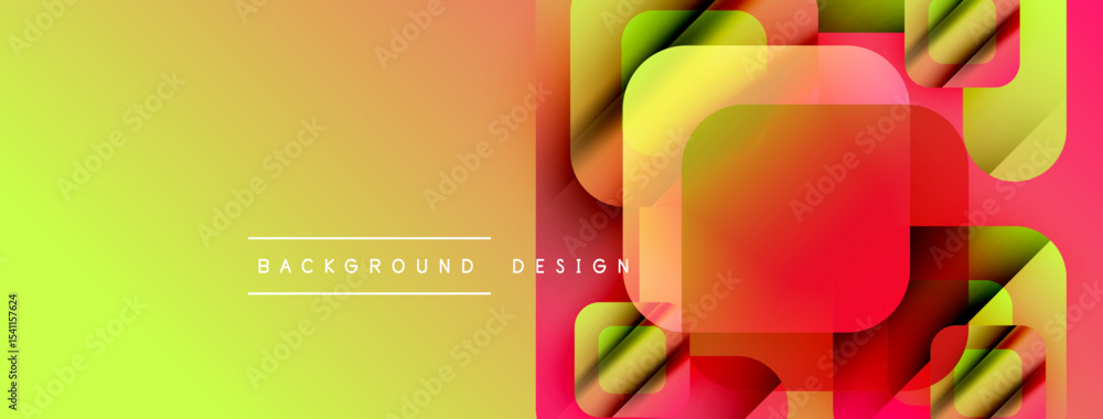 Poster abstract geometric shapes overlap, creating vibrant color gradients. yellow, orange, red hues domina