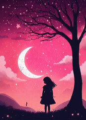 silhouette of a girl and a boy