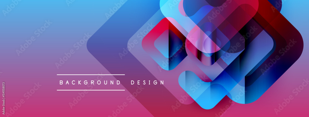 Aufkleber Abstract geometric shapes overlap, creating vibrant color gradients. Background features text background design. Modern, dynamic visual composition.