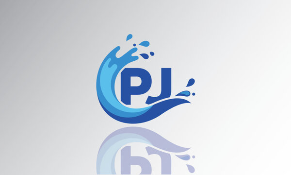 PJ Wave Monogram Logo &ndash; Creative Splash Letter mark with Water Flow & Motion Effect for Fresh, Dynamic Branding & Aqua-Themed Identity Design

