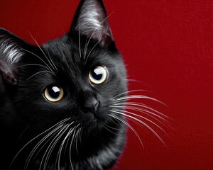 Close-up of a black kitten with white markings