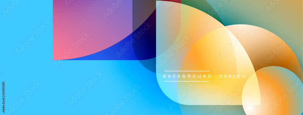 Poster Abstract colorful design. Overlapping shapes create dynamic visual effect. Gradient hues blend smoothly, modern aesthetic.