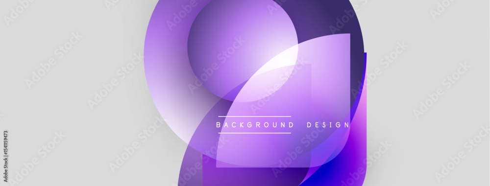Aufkleber Abstract purple shapes overlap, creating dynamic background. Modern design features gradients, light effects, text elements.