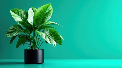 Tropical plant in modern pot