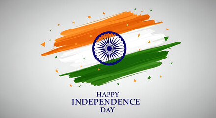 Indian Flag Tricolor Brush Art with Ashoka Chakra Celebrate Independence Day, Republic Day, 15 August, and 26 January with National Pride and Honor