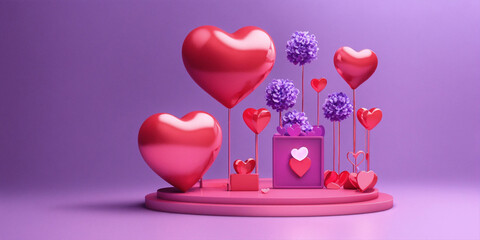 two hearts in glass