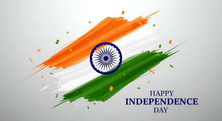 Indian Flag Tricolor Brush Art with Ashoka Chakra Celebrate Independence Day, Republic Day, 15 August, and 26 January with National Pride and Honor