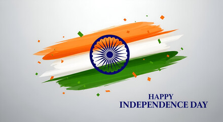 Indian Flag Tricolor Brush Art with Ashoka Chakra Celebrate Independence Day, Republic Day, 15 August, and 26 January with National Pride and Honor