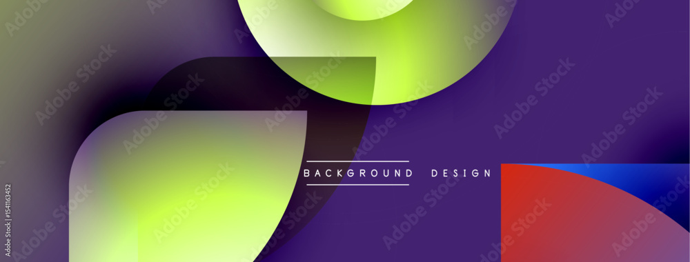 Poster Abstract colorful shapes overlap. Gradient hues blend, creating dynamic visual effect. Modern design elements present smooth transitions.