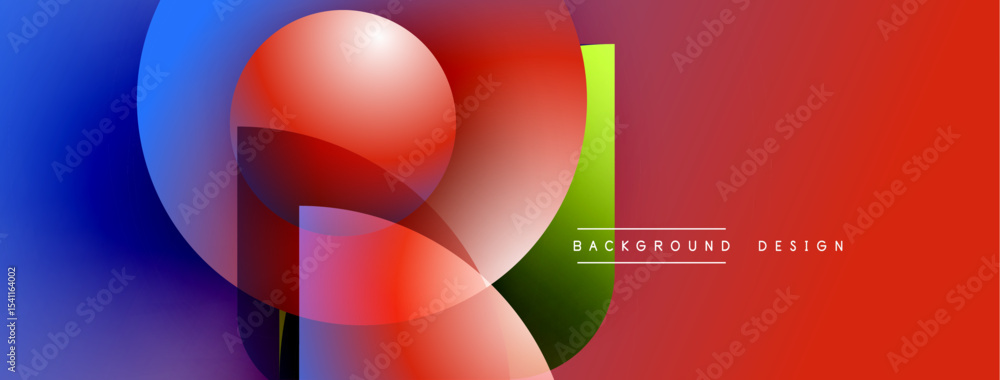 Aufkleber Abstract colorful shapes overlap. Blue, red, green hues blend creating dynamic visual effect. Modern design element.