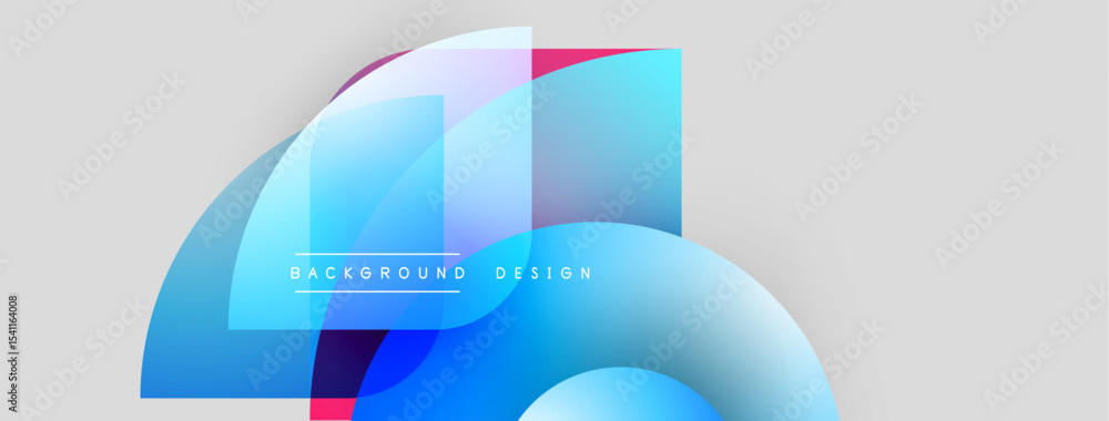 Fototapete Abstract shapes overlap, creating dynamic visual effect. Blue, white hues dominate composition. Modern design element for backgrounds.