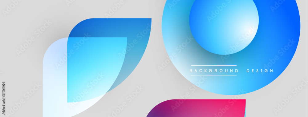 Poster Abstract shapes overlap, creating vibrant gradients. Light background enhances colorful design elements. Modern aesthetic, simple composition.