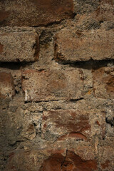 Old Rustic Brick Wall Texture with Weathered Cement Surface
