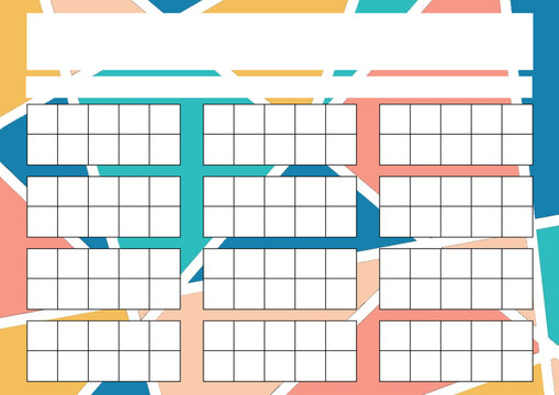 Abstract Geometric Background with Multiple Blank Tables for Data Organization and Planning