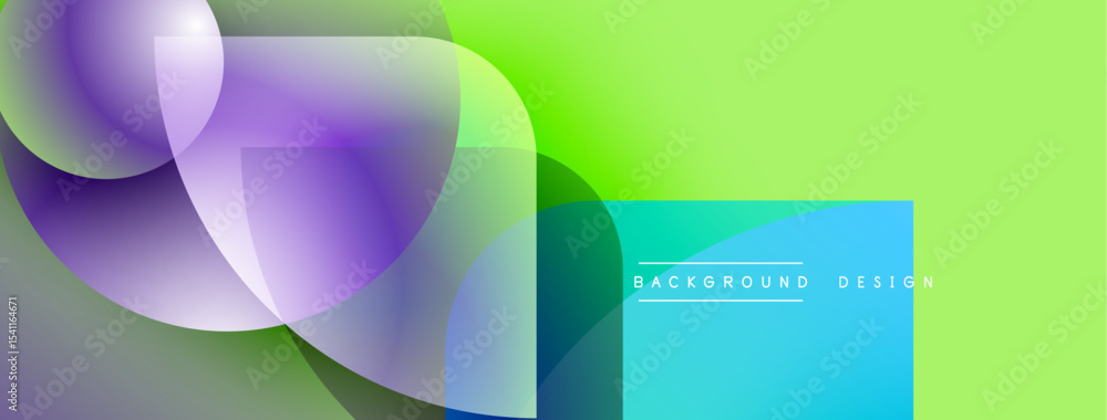 Poster Abstract gradients blend, creating dynamic visual flow. Overlapping shapes suggest depth, modern aesthetic. Bright colors dominate composition.
