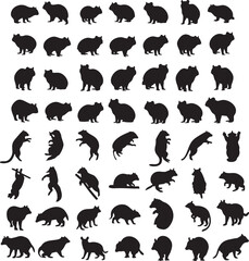 Badger, Marmot, and Squirrel Vector Silhouettes Collection