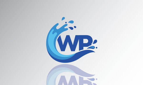 WP Wave Monogram Logo &ndash; Creative Splash Letter mark with Water Flow & Motion Effect for Fresh, Dynamic Branding & Aqua-Themed Identity Design
