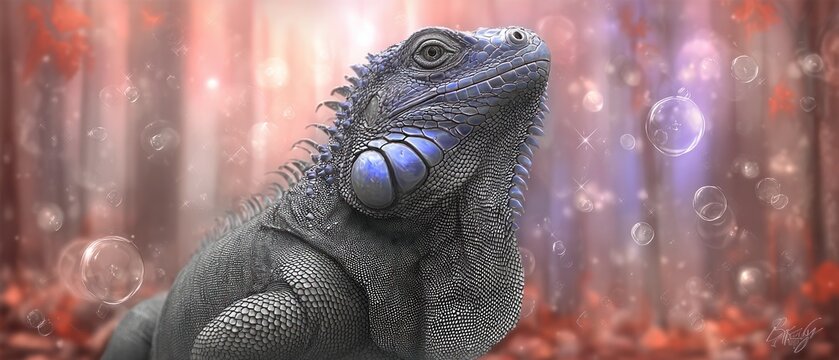 Majestic Iguan in a Mystical Forest