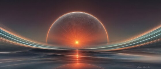 Sunrise over a celestial landscape