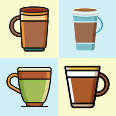 Coffee Cup Flat Illustration Minimalist Mug Vector Design