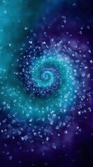Luminous Teal And Purple Abstract Spiral Galaxy