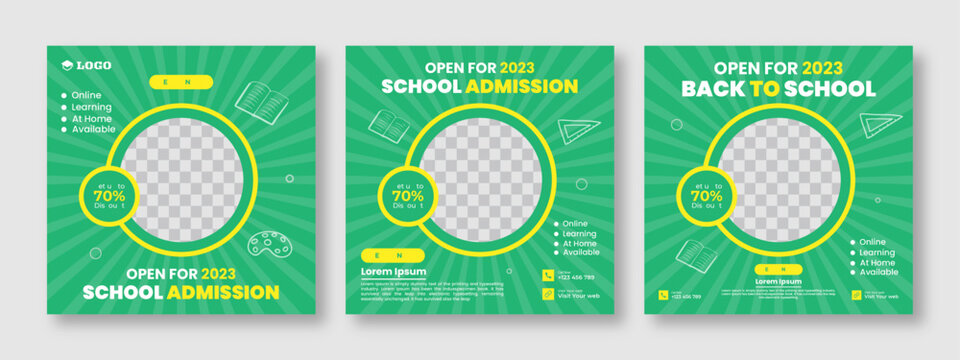 Back to School Modern Editable social media poster. New Admission advertising post minimalistic design. minimalistic advertising poster. elegant promotional banner. 