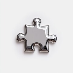 Reflective silver puzzle piece