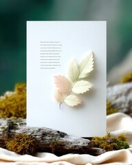 Pastel Pressed Leaf on White Card with Poem