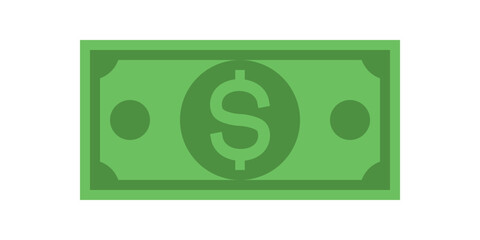 Isolated dollar money or banknotes illustration vector design. Green color. USD.
