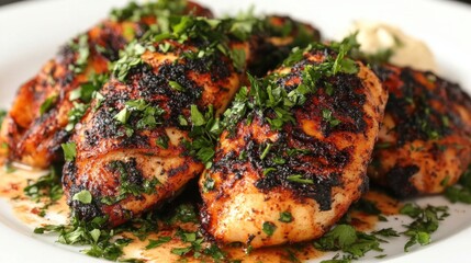 Grilled Whole Chicken Served with Garlic Aioli and Fresh Herbs