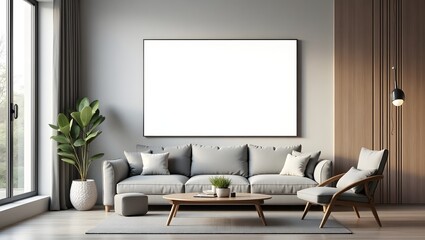 Display Mockup: Blank Picture in the Minimalist Living Room