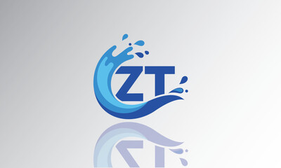 ZT Wave Monogram Logo – Creative Splash Letter mark with Water Flow & Motion Effect for Fresh, Dynamic Branding & Aqua-Themed Identity Design

