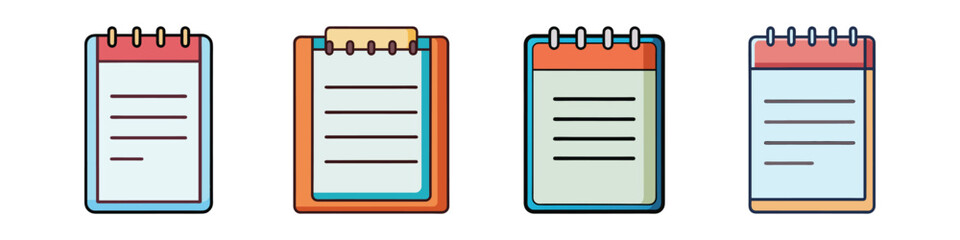 Notepad Flat Style Office Stationery Vector Illustration